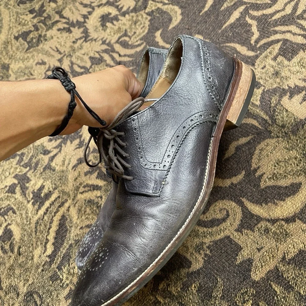 Cole Haan Williams Medallion 2 Lace Up Oxford Navy Blue leather Shoes Men's 9